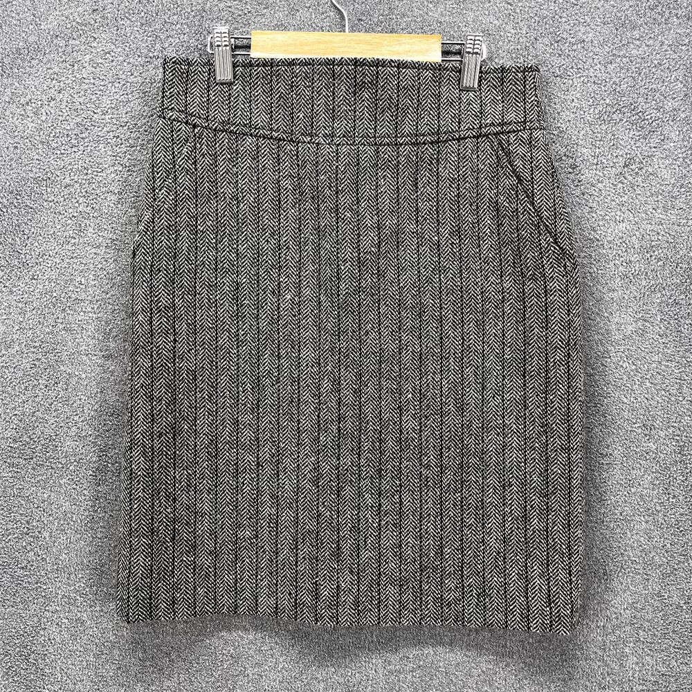 Zara Basic Skirt womens 4 Gray Straight Pencil Knee length Wool Blend